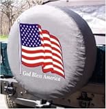 Hummer H1 Black Bungee Tire Cover (God Bless America and American Flag)