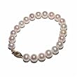 14k Yellow Gold  White Freshwater Cultured Pearl AA Grade 8.5-9mm Bracelet, 8"