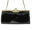 Vintage Style Shiny Black Leather Evening Bag Leather Handbag