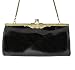 Vintage Style Shiny Black Leather Evening Bag Leather Handbag