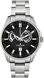 JACQUES LEMANS Men's Tempora Power Reserve GU175C Silver Stainless-Steel Swiss Quartz Watch with Black Dial
