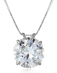 14k Gold Round-Cut 10mm Cubic Zirconia Solitaire Pendant (4 cttw)