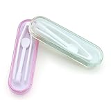 ewinever(R) 2 Pcs Rubber Tip White Pink Plastic Contact Lens Tweezers Pinchers W Stick