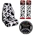 Black and White Pony / Cow Spots Print Plush Auto Accessory Package