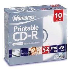 52X Write-once CD-r 80 with White Ink Jet Printable Surface