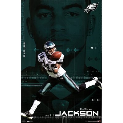 Philadelphia Eagles (DeSean Jackson) Sports Poster Print - 22x34 custom fit with RichAndFramous Black 22 inch Poster Hangers
