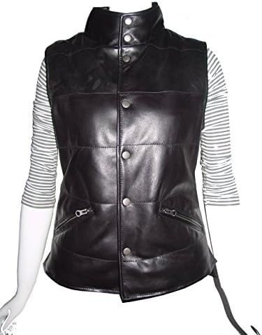 Nettailor Big and Tall Women Plus Size 4105 Leather Vest High Stand Collar