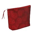 Polyester Red Cosmetic Bag "Kiss and Make-Up Cosmetic Bag [Red - Large]" -Fair Trade Gifts