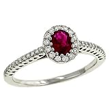 Oval Ruby(.38ct) and Pave Set Diamond(.20ct) Ring