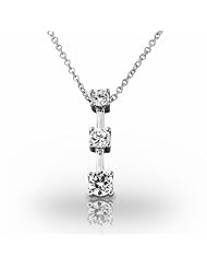 Palladium Classic Graduated Diamond Pendant with Three Round Brilliant Diamonds. 9/10 CTW