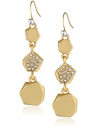 Kenneth Cole New York "Springtime Rose" Pave Geometric Bead Linear Drop Earrings