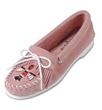 Thunderbird Smooth Leather Minnetonka Moccasin in Red Womens
