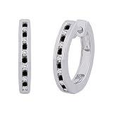 10K White Gold 1/4 ct. Alternating Black and White Diamond Huggie Earrings