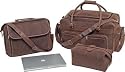 Maxam Brand 3pc Brown Faux Leather Luggage Set