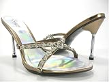 Strappy Formal Gold Bronze Slides w/Rhinestones & Hearts