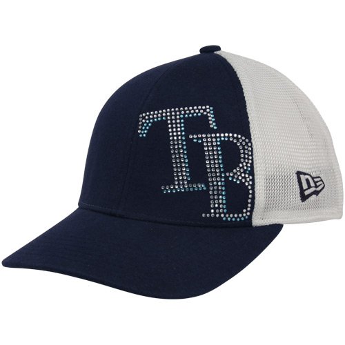 New Era Tampa Bay Rays Youth Girls Navy Blue-White Jersey Shimmer Mesh Back Adjustable Hat