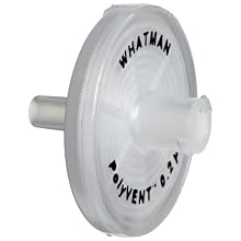 Whatman 6713-0425 PTFE PolyVENT 4 Venting Filter Discs Membrane Stepped Barb Fittings, 25mm Diameter, 0.2 Micron (Pack of 50)
