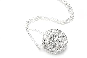 Authentic Diamond Color Crystals Ball Pendant, Includes Sterling Silver Chain 18 Inches Rolo. Now At Our Lowest Price Ever but Only for a Limited Time!