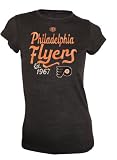 NHL Women's Philadelphia Flyers Fanella Triblend Tee By Old Time Hockey (HTH BLACK, MEDIUM)