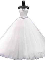 Tulle Beaded Backless Lace-Up Corset   Waistline Sweetheart Wedding Dress 