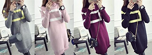 【PALERO・パレロ】選べる４色 レディース 秋冬 長袖 ニット ワンピース チュニック フリル ハイネック トップス フリーサイズ