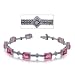 9.0Ct Pink Topaz Diamond 10K White Gold Link Bracelet