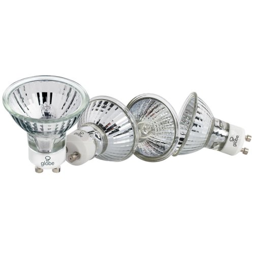 Globe 54746 50-Watt MR16 Halogen Flood Bulb with GU10 Base, 4-Pack