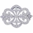 14Kt White Gold Decorative Petite Diamond Brooch Pin