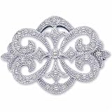 14Kt White Gold Decorative Petite Diamond Brooch Pin