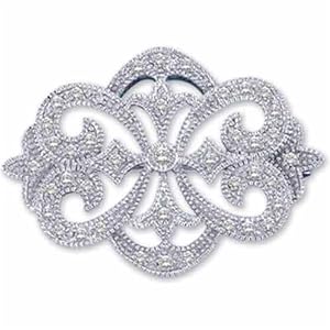 14Kt White Gold Decorative Petite Diamond Brooch Pin