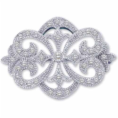 14Kt White Gold Decorative Petite Diamond Brooch Pin