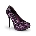 Sequin Stiletto High Heel Platform Pump Dark Purple