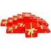 25 Red Gold Bow Cotton Jewelry Boxes Necklace Gift Box Displays 6 1/8"