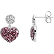 14K White Gold Brazilian Garnet and Diamond Heart Earrings