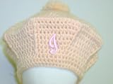 Hand Crocheted Imported Finest Light Pink Soft Wool Girls Beret with Pom Pom and Customer Chosen Ivory Monogram Letter for Sizes Infants and Toddlers