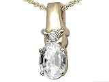 1.32 cts Genuine White Topaz and Diamond Pendant - 14kt White or Yellow Gold