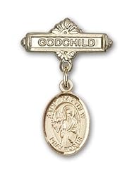 14K Gold Baby Badge with St. Matthew the Apostle Charm and Godchild Badge Pin