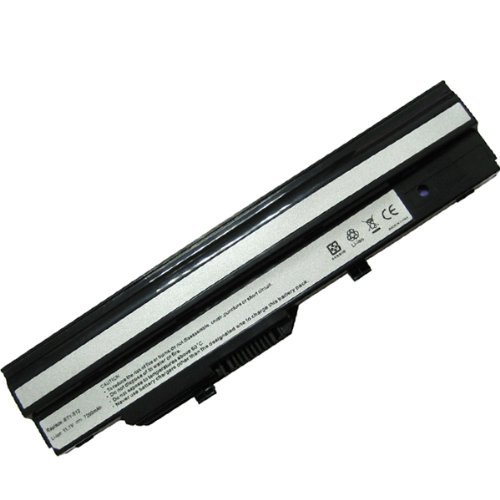 Super-Capacity Li-ion Battery For MSI Wind U90 U90X U100 U100X MS-N011 U100W-085NL Proline U100 Roverbook Neo U100 Advent 4211 series replace for BTY-S11 BTY-S12 series Ac Laptop Notebook Main Battery Black [ 7200mAh 9 Cells]
