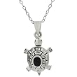 Sterling Silver Black Onyx Turtle Necklace