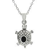Sterling Silver Black Onyx Turtle Necklace