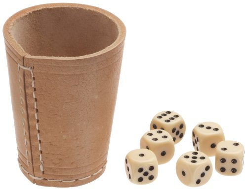 Childrens Toyshop  Spielwaren : Weible 05524 - Leder-Würfelbecher natur 9cm+6 Würfel