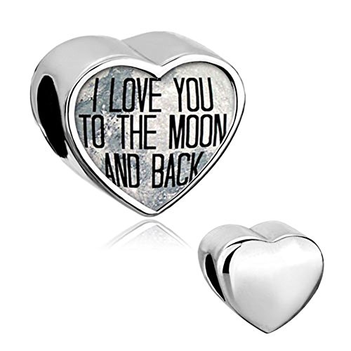 CharmSStory Heart I Love You To The Moon and Back Charm Beads For Bracelets
