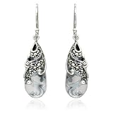 Sterling Silver Marcasite and Clear Glass Teardrop Earrings