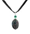 Necklace - N47 - Genuine Semi Precious Gemstone on Five-Strand Organza and Cotton Cord + 2" Extension Chain - Oval Shape ~ Ruby Apatite