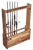 Rush Creek Log Cabin Style 20-Rod Rack With Storage