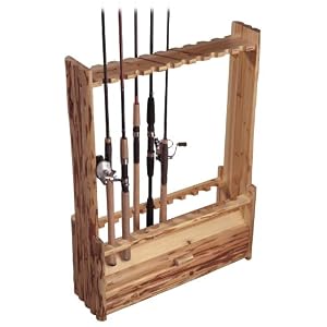 Rush Creek Log Cabin Style 20-Rod Rack With Storage by 