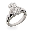 Sparkling Cubic Zirconia Sterling Silver Claddagh Ring