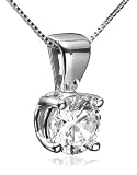18k White Gold Round Diamond 4-Prong Solitaire Pendant (1/4ct , H-I, SI2)