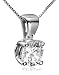 18k White Gold Round Diamond 4-Prong Solitaire Pendant (1/4ct , H-I, SI2)