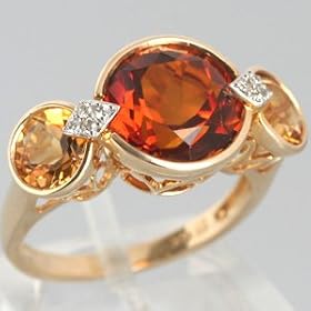 14K Yellow Gold Madeira Citrine, Citrine & Diamond Ring - OldCities Closeout... by